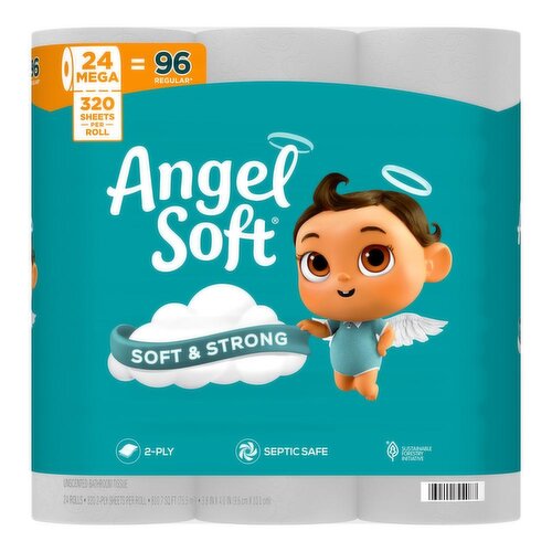 Angel Soft 2-Ply Mega Rolls Unscented Mega Rolls Bathroom Tissue